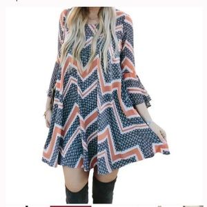 Anthropologie Paper Crown Endora Swing Dress Chevron - Size Extra Small (XS)